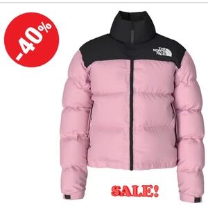 The North Face Retro Nuptse Pink and Black Jacket medium worn twice